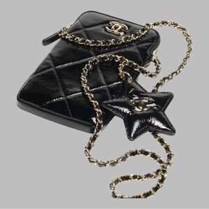 Chanel Glossy Black Crossbody Bag with Star Charm